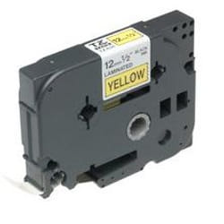 Brother Gloss Laminated Labelling Tape - 12mm. Black/Yellow label-maki