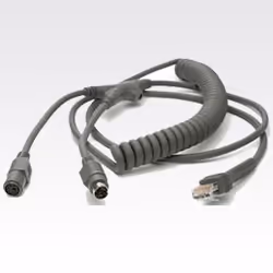 Datalogic KBW, 6MDIN, P&S, E/P-POT, Coil, 12', 3.6 m, 6 pin "Mini Din", E/P-POT, PowerScan7000/QS6500 IBM PS/2