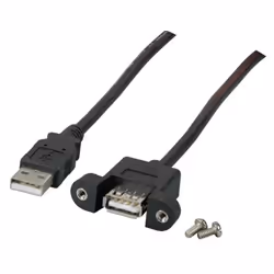 Microconnect USBAAF1PANEL05, 0.5 m, USB A, USB A, USB 2.0, Male/Female, Black