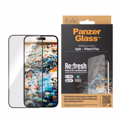 PanzerGlass ® Re:fresh Screen Protector iPhone 15 Plus | Ultra-Wide Fit w. EasyAligner