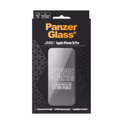 PanzerGlass ® Ceramic Screen Protector iPhone 15 Pro | Ultra-Wide Fit w. EasyAligner
