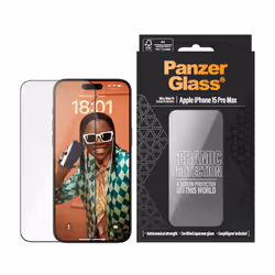 PanzerGlass ® Ceramic Protection for iPhone 15 Pro Max | Ultra-Wide Fit w. EasyAligner
