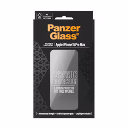 PanzerGlass ® Ceramic Protection for iPhone 15 Pro Max | Ultra-Wide Fit w. EasyAligner
