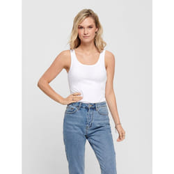 ONLY 15095808 Tank top Round neckline Sleeveless Cotton, Elastane