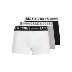 Jack & Jones 3-Pack Trunks, Boxer briefs, Boxer brief, Adult, Male, Black, White, Grey, Monochromatic
