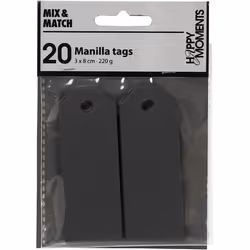 Creativ Company Manila Tags, 3x8 cm, 220 g, Black, 20 pc, 1 Pack
