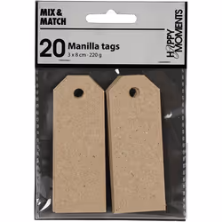 Creativ Company Manila Tags, 3x8 cm, 220 g, Natural, 20 pc, 1 Pack
