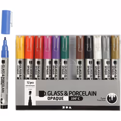 Creativ Company Glass & Porcelain Pens, Line 1-2 mm, Opaque, Assorted Colours, 12 pc, 1 Pack - Additional view 5