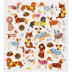 Creativ Company Sticker Hunde, Foil, Paper, Multicolour, Dog, 150 mm, 165 mm, Polybag