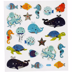 Creativ Company Stickers, Plastic, Multicolour, Animal pattern, Paper, Plastic, Boy/Girl, sea animals