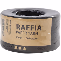 Creativ Company Paper Raffia Yarn, W: 7-8 mm, Black, 100 M, 1 Roll