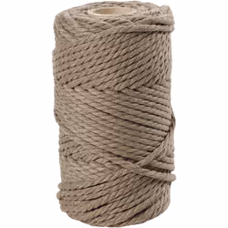 Creativ Company Macramé Cord, L: 55 m, 4 mm, Light Brown, 330 G, 1 Roll, Hand sewing, Brown, Cotton, 55 m, 4 mm, 330 g