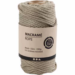 Creativ Company Macramé Cord, L: 55 m, 4 mm, Moss Green, 330 G, 1 Roll