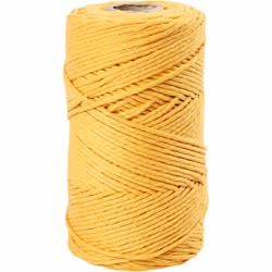 Creativ Company Macramé Cord, L: 198 m, 2 mm, Yellow, 330 G, 1 Roll, Hand sewing, Yellow, Cotton, 198 m, 2 mm, 330 g