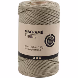 Creativ Company Macramé Cord, L: 198 m, 2 mm, Moss Green, 330 G, 1 Roll