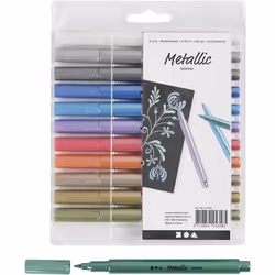 Creativ Company 37376, 12 pc(s), Metallic, Multicolour, Assorted colours, 2 mm, 4 mm, Water-based ink