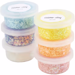 Creativ Company 78745, Children's glitter modelling clay set, Assorted colours, Transparent