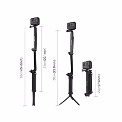 PULUZ 3-Way Grip Foldable Tripod Selfie-stick Extension Monopod for GoPro, Insta360 ONE R, DJI Osmo Action and Other Action Cameras, Length: 20-58cm
