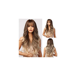 Ombre Brown to Blonde Wigs 24"Long Synthetic Wig with High Density Natural Headline Heat Permanent Hair Wigs for Women