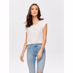 ONLY 15142784, Top (garment), Adult, Female, White, Cloud Dancer, Short sleeve
