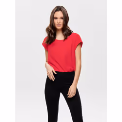 ONLY 15142784, Top (garment), Adult, Female, Red, High Risk Red, Short sleeve