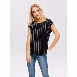ONLY 15161116, Top (garment), Adult, Female, Black, Round neckline, Short sleeve