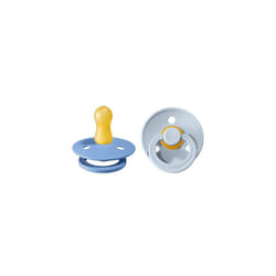 Colour Soother 2-Pack, BPA Free Dummy Pacifier, Round Nipple. Natural Rubber Latex, Size 1 (0-6 Months), Sky Blue/Baby Blue