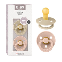 Colour Soother 2-pack, BPA Free Dummy Pacifier, Round nipple. Natural Rubber Latex, Size 2 (6-18 Months), Vanilla/Blush