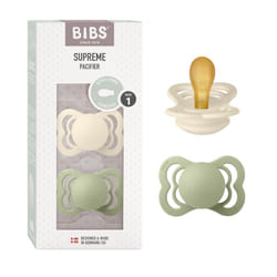Supreme Soother 2-pack, BPA Free Dummy Pacifier, Symmetrical nipple. Natural Rubber Latex, Size 1 (0-6 Months), Ivory/Sage