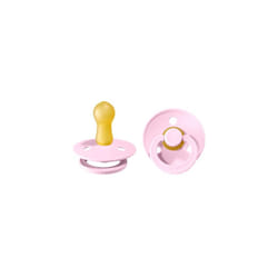 Colour Soother 2-Pack, BPA Free Dummy Pacifier, Round Nipple. Natural Rubber Latex, Size 2 (6-18 Months), Baby Pink/Baby Pink