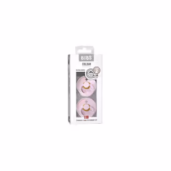 Colour Soother 2-Pack, BPA Free Dummy Pacifier, Round Nipple. Natural Rubber Latex, Size 2 (6-18 Months), Baby Pink/Baby Pink