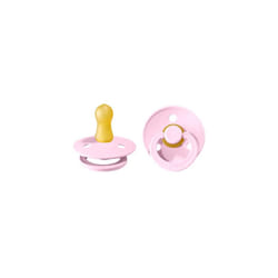 Colour Soother 2-Pack, BPA Free Dummy Pacifier, Round Nipple. Natural Rubber Latex, Size 1 (0-6 Months), Baby Pink/Baby Pink