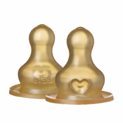 Bottle Nipple 2-Pack. Anti-colic. Extra nipples for Baby Glass Bottle. Round natural rubber latex nipple., Medium Flow, Bottl ...