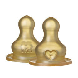 Bottle Nipple 2-Pack. Anti-colic. Extra nipples for Baby Glass Bottle. Round natural rubber latex nipple., Medium Flow, Bottle Nipples 2-Pack