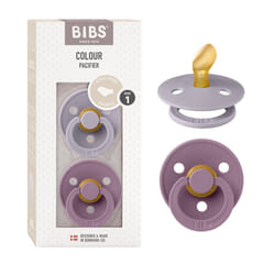 Colour Anatomical Soother 2-Pack, BPA Free Dummy Pacifier, Orthodontic Nipple. Natural Rubber Latex, Made in Denmark. 0-6 Months (Pack of 2), Fossil