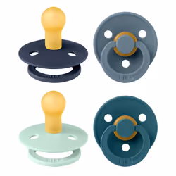 Colour Soother 4-pack, BPA Free Dummy Pacifier, Round nipple. Natural Rubber Latex, Made in Denmark. 0-6 Months (Pack of 4), ...