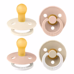 Colour Soother 4-Pack, BPA Free Dummy Pacifier, Round Nipple. Natural Rubber Latex, Made in Denmark. 0-6 Months (Pack of 4), ...