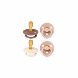 Colour Symmetrical Soother 4-pack, BPA Free Dummy Pacifier, Symmetrical nipple. Natural Rubber Latex, Made in Denmark. 6-18 M ...