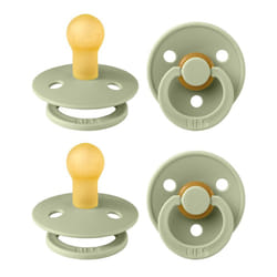 Colour Soother 4-Pack, BPA Free Dummy Pacifier, Round Nipple. Natural Rubber Latex, Made in Denmark, Size 1 (0-6 Months), Sage