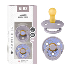 Colour Studio Soother 2-Pack, BPA Free Dummy Pacifier, Round Nipple. Natural Rubber Latex, Made in Denmark, Size 2 (6-18 Months), Jasmine Fossil Grey