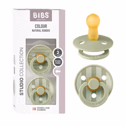 Colour Studio Soother 2-pack, BPA Free Dummy Pacifier, Round nipple. Natural Rubber Latex, Made in Denmark, Size 2 (6-18 Mont ...