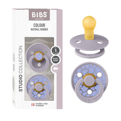 Colour Studio Soother 2-Pack, BPA Free Dummy Pacifier, Round Nipple. Natural Rubber Latex, Made in Denmark, Size 1 (0-6 Months), Jasmine Blush