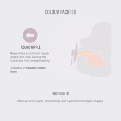 Colour Studio Soother 2-Pack, BPA Free Dummy Pacifier, Round Nipple. Natural Rubber Latex, Made in Denmark, Size 1 (0-6 Months), Jasmine Blush