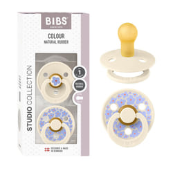 Colour Studio Soother 2-Pack, BPA Free Dummy Pacifier, Round Nipple. Natural Rubber Latex, Made in Denmark, Size 1 (0-6 Months), Jasmine Fosseil Grey