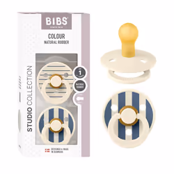 Colour Studio Soother 2-pack, BPA Free Dummy Pacifier, Round nipple. Natural Rubber Latex, Made in Denmark, Size 1 (0-6 Month ...