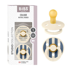 Colour Studio Soother 2-pack, BPA Free Dummy Pacifier, Round nipple. Natural Rubber Latex, Made in Denmark, Size 1 (0-6 Months), Jasmine Ivory