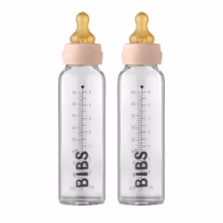 Baby Glass Bottle 2-Pack 225ml. Anti-Colic. Vented Round Natural Rubber Latex Nipple. Supports Natural Breastfeeding, Complet ...