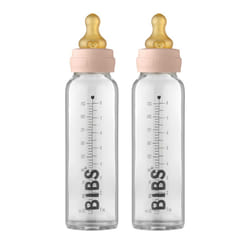 Baby Glass Bottle 2-Pack 225ml. Anti-Colic. Vented Round Natural Rubber Latex Nipple. Supports Natural Breastfeeding, Complete Set - 225 ml (Pack of 2