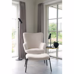 House Nordic 1501136 foot stool Pinewood, Polyester, Steel White - Additional view 4