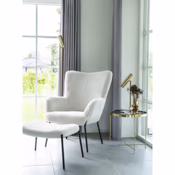 House Nordic 1501136 foot stool Pinewood, Polyester, Steel White - Additional view 6